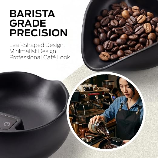 Digital Coffee Scale, 0.1g Precision USB-C Rechargeable Espresso Scale | Espresso Kitchen Scale ABS Black mini coffee scale coffee weight scale espresso measuring cup pour over gift Coffee Lovers