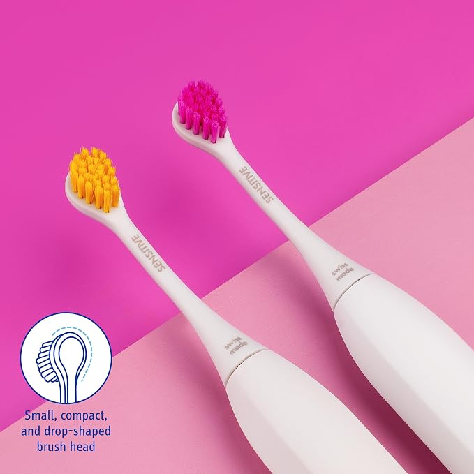 Curaprox Hydrosonic Brush Heads Rainbow Sensitive Duo – for Gentle Gum Care & Effective Plaque Removal | Yellow/Pink, 2-Pack | Compatible with All Curaprox Sonic Models | Swiss Made