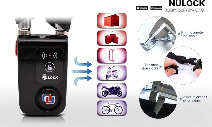 Smart Bike Cable Locks Bicycle Lock Bluetooth APP Controlled Nulock 110db,47 inch Long Braided Steel Motorcycle Lock Anti Theft, IP44 Splash-Proof Bike Alarm Lock for Scooter/Stroller/Gate