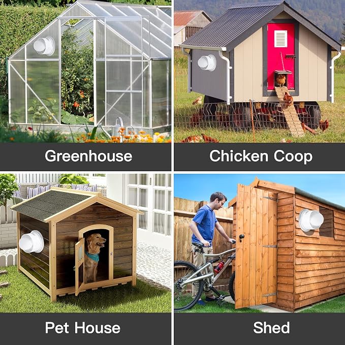 blessny Solar Powered Exhaust Fan, 15W Solar Panel + 6" Ventilation Vent Fan for Outside Greenhouse, Chicken Coop, Shed, Pet House