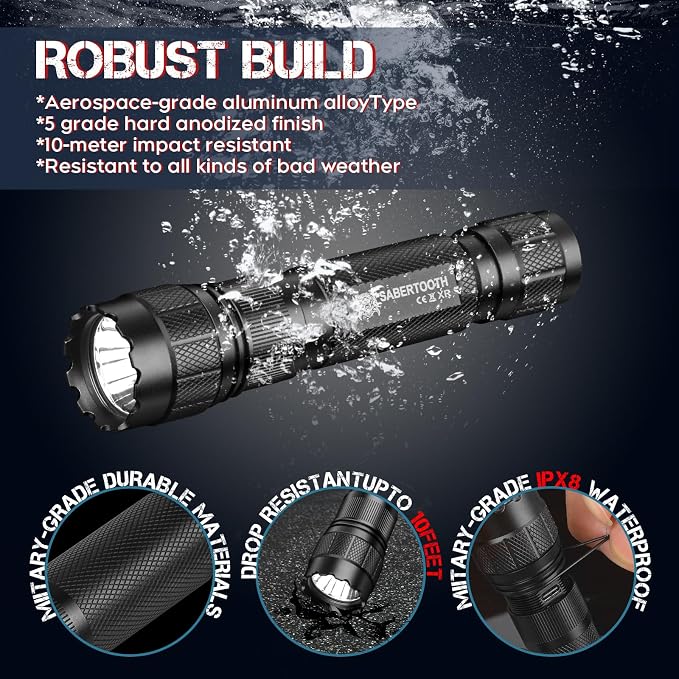 Tactical Flashlights High Lumens,Police Flashlight with Holster for Duty Belt,1800LM Rechargeable LED Flashlight for Law Enforcement,Camping,Hunting,Home,Security, Hiking,Walking at Night & Emergency