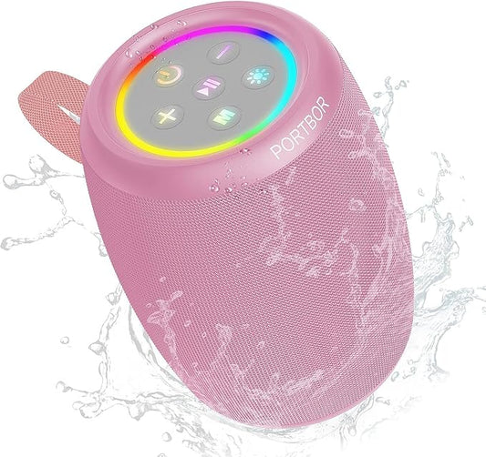 Portable Bluetooth Speaker with Lights, Powerful Stereo Loud Sound Wireless Small Speaker, IPX5 Waterproof, BT5.3, TWS Pairing, for Outdoor/Home/Party/Beach/Shower, Birthday Holiday Electronic Gift