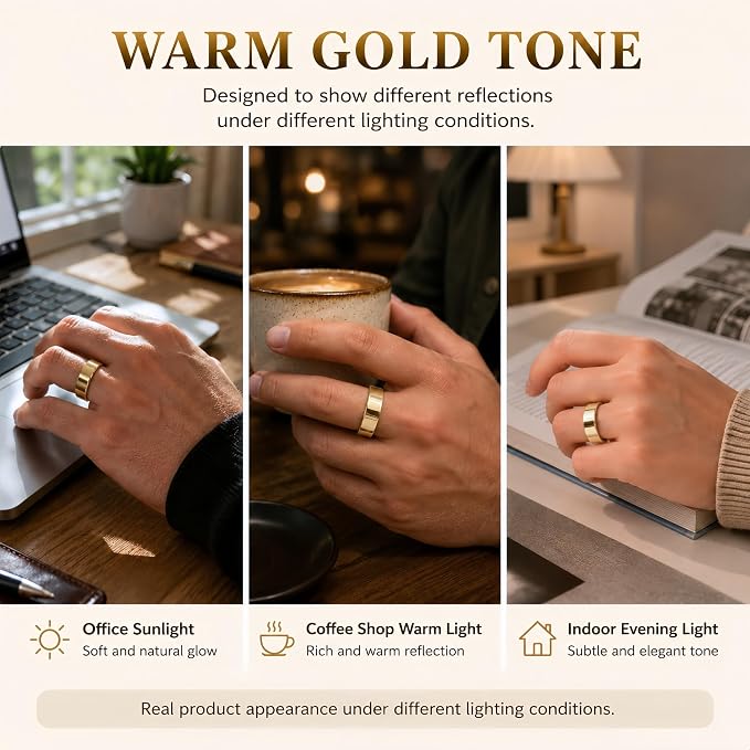 Smart Ring Health & Fitness Tracker for Men & Women, Heart Rate, SPO₂, Sleep & Activity Monitoring, IP68 Waterproof, Long Battery Life, Family Care Mode, No Subscription Fee (Rose Gold, 8)
