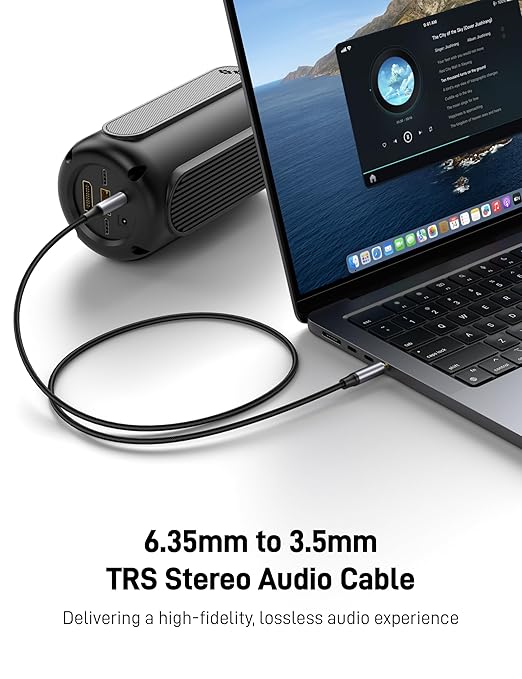 1/4 inch to 3.5mm Stereo Audio Cable 6.6FT, 1/8 to Quarter Inch TS 6.35mm Y Splitter Guitar AMP Aux Cord for Guitar,iPod, Laptop, Home Theater Devices, Smartphones and Amplifiers(2Pack)