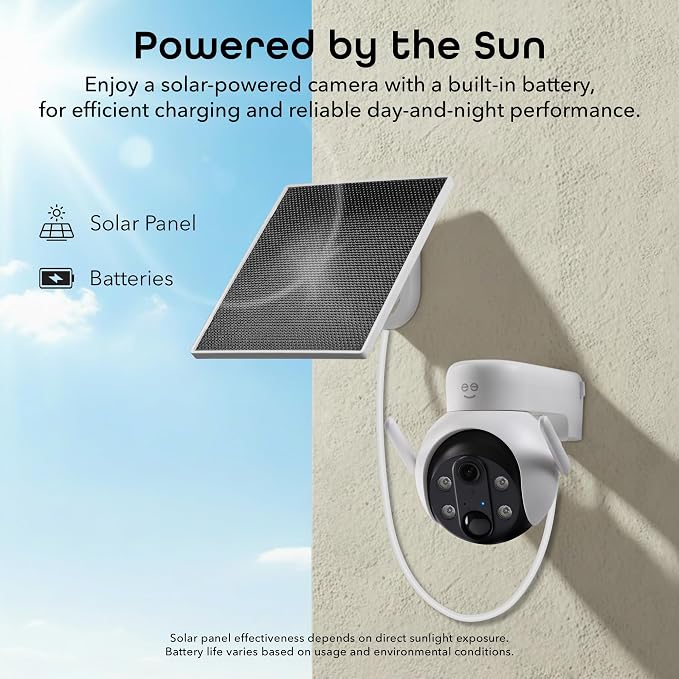 Geeni Insight 3MP Smart PTZ Solar Security Camera – Auto-Follow Motion Tracking, 2K HD Wire-Free Outdoor WiFi Camera with 3W External Solar Panel, 5200mAh Battery, & Two-Way Audio
