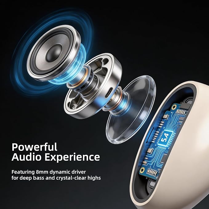 Sleep Earbuds for Side Sleepers,Mini Invisible Wireless Earbuds for Small Ear Canals,Bluetooth 5.4, 40H Battery,Noise Blocking,Waterproof,LED Power Display,Tiny Earbuds for Work,Sleep（Beige）