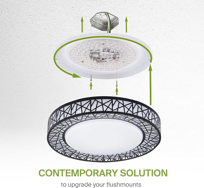 ASD 16 Inch Smart RGBW Flush Mount Ceiling Light with Remote - Matte Black 28W 120V 2700-6500K Dimmable Ceiling Light Fixture, WiFi App Control RGB Lights, Alexa & Google Assistant - ETL