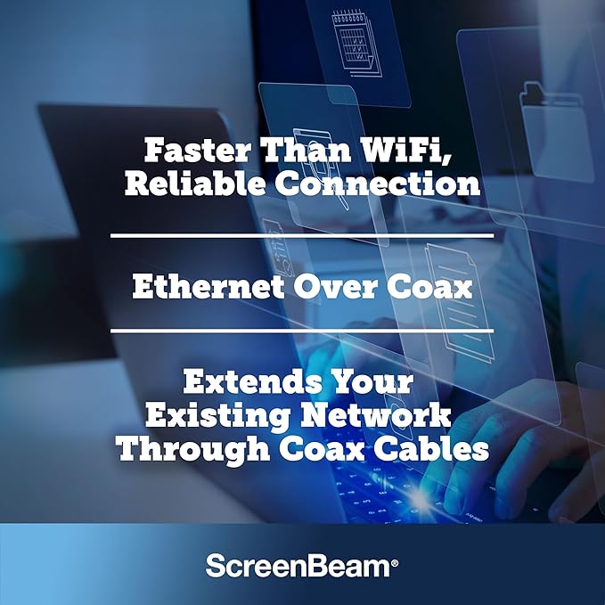 ScreenBeam MoCA 2.5 Network Adapter for Higher Speed Internet, Ethernet Over Coax - Starter Kit (Model: ECB6250K02)