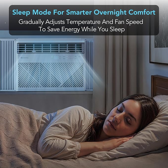 Comfort Zone Window Mounted Smart Wi-Fi Room Air Conditioner with Remote Control, 10,000 BTU, Digital Display, 4 Speed Settings, 4 Mode Settings, 24-Hour Timer, Sleep Setting, and Eco Mode, CZ12759