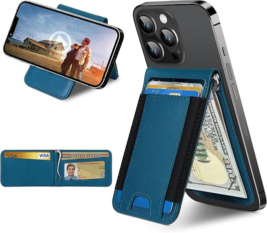 ExtreLife for MagSafe Wallet with Money Clip, Stronger Magnetic Wallet for iPhone 17/16/15/14/13/12 Series, RFID Blocking, for iPhone Wallet with Stand, ID Window & 8 Card Holder, Blue