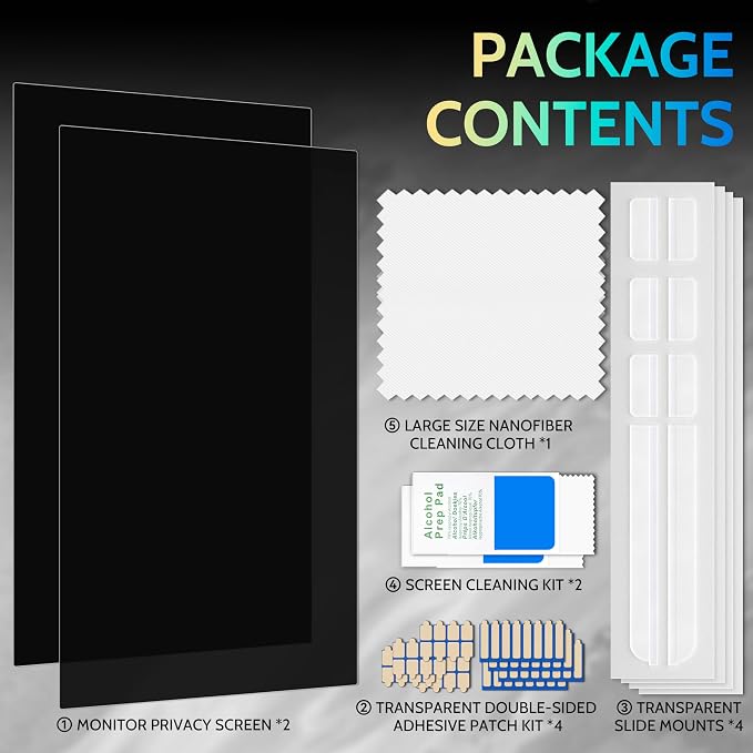 Peslv [2 Pack] 18.5 Inch Privacy Screen for Computer Monitor 16:9 Aspect Ratio, Eye Protection Anti Blue Light Glare Shield, 18.5inch Removable Black Blackout Anti Spy Desktop Security Private Filter