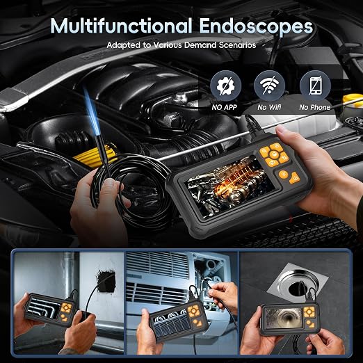 50FT Endoscope Camera with Light, 1080P HD Borescope Inspection Camera with 8 LED Lights, IP67 Waterproof Sewer Tools Snake Camera with 4.3" IPS Screen, 50Feet Semi-Rigid Cable for Father's Day