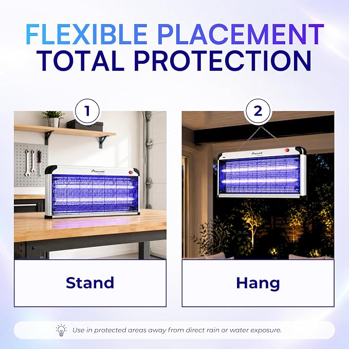 Aspectek 40W Indoor Bug Zapper Insect Killer, Mosquito Killer 25 Inch Larger Powerful Electronic Device Insect Killer for Home Restaurant and Hotel
