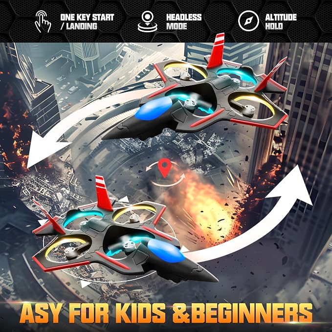 BEZGAR Brushless RC Plane with Camera | 2.4GHZ Remote Control Airplane, 6-axis Gyro Stunt Plane for Kids, RC Helicopter, 360°Flip Jet Fighter for Beginners with LED Navigation Lights