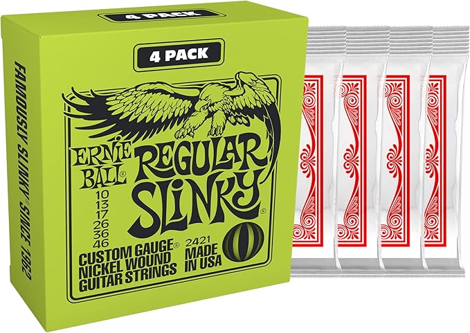 Ernie Ball Regular Slinky Nickel Wound Electric Guitar Strings Amazon Exclusive 4-Pack - 10-46 Gauge
