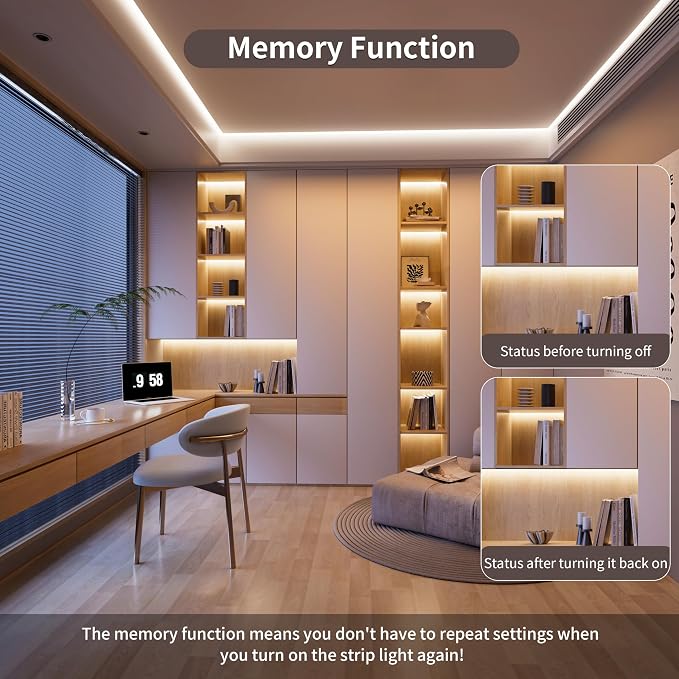 PAUTIX COB LED Strip Light White 5000K 20ft/6.1m,3087LEDs Super Bright 6000 Lumen,Dimmable 24V LED Tape Light with 3M Tape,RF Remote with Timer Function,48W Power Supply,for Bedroom,Home,Kitchen DIY