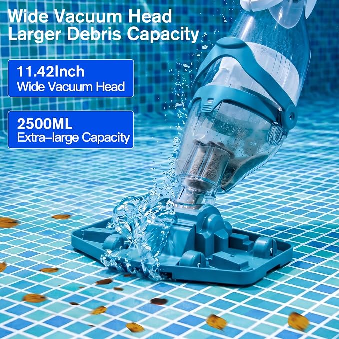 Starrybot 2026 Upgraded Cordless Pool Vacuum for Above Ground Pools, Dual Modes High-Flow/Strong-Suction, 19 GPM, 90 Mins Runtime, Handheld Pool Cleaner with Telescopic Pole, 3 Filter Bags