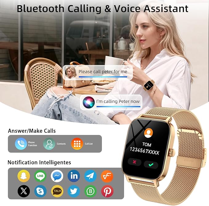 Smart Watch For Women Android/iPhone: Fitness Trackers Smartwatch 1.85" Bluetooth Calls Answer/Make IP68 Waterproof Womens Watches Activity Pedometer Heart Rate Monitor 130+ Sports Model 3 Bands