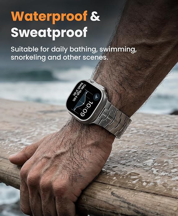 Grade 5 Titanium Band for Apple Watch Ultra 3/2/1 49mm & Series 11/10 46mm, DLC Coating Anti-Scratch Ultra 3 Band with Small-Link Design for Precise Fit, Secure Butterfly Clasp Band for Men