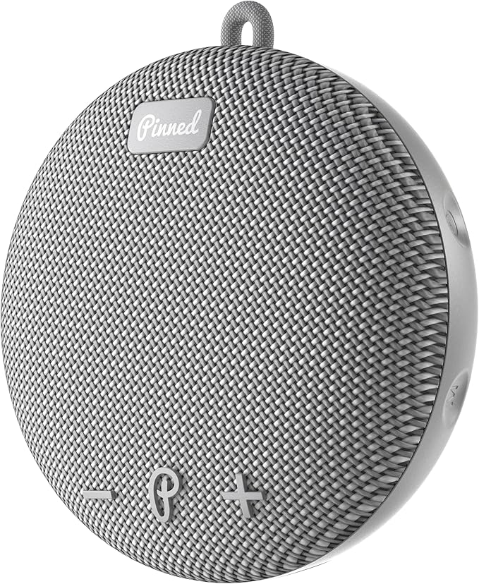 Pinned 2.0 Dart Magnetic Speaker - USB-C Rechargeable, 10+ Hour Battery, IPX7 Waterproof, Bluetooth 5.0 with Carabiner - Bluetooth Speakers - Golf Gifts for Men - Magnetic Golf Cart Speakers - Gray