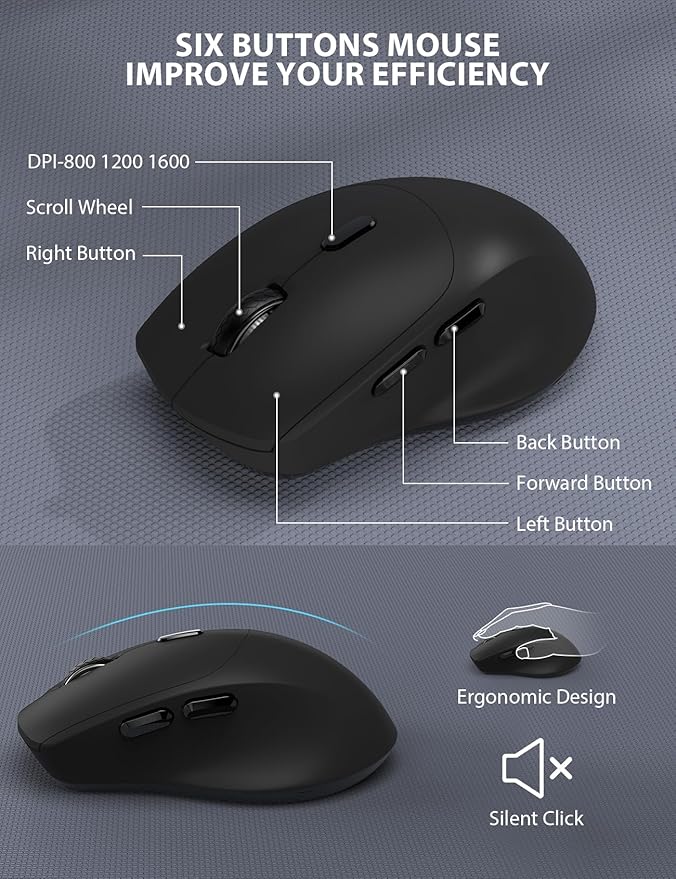 Wireless Keyboard and Mouse Combo - Full-Sized Ergonomic Keyboard with Wrist Rest, Phone Holder, Sleep Mode, 2.4G Quiet Keyboard for PC Laptop, Complete Work Setup for Office or Home -Trueque KM23