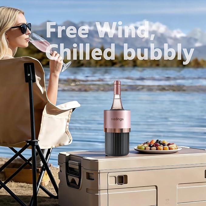 Iceless Wine Chiller, Keeps Cold 6+ Hours, Fits Most Wine Bottles | Vacuum Insulated, 18/8 Stainless Steel, Portable, Fits Most Standard 750ml Wine & Champagne Bottles, Champagne