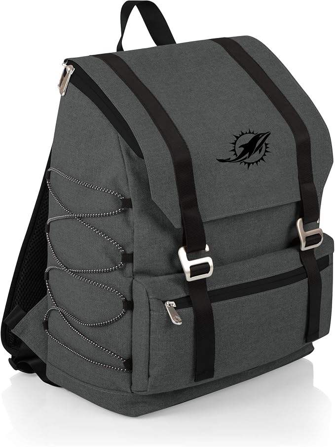 PICNIC TIME NFL Miami Dolphins OTG Traverse Soft Cooler - Hiking Backpack, Heathered Gray