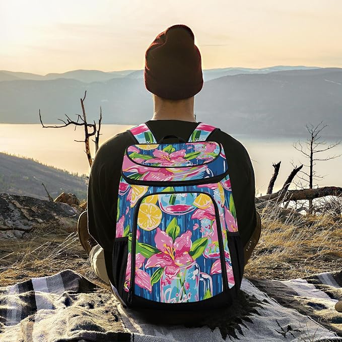 Tropical Pineapples Fruits Cooler Backpack Insulated Leak Proof Beach Cooler Bag Soft Lunch Picnic Hiking Camping Backpack Cooler