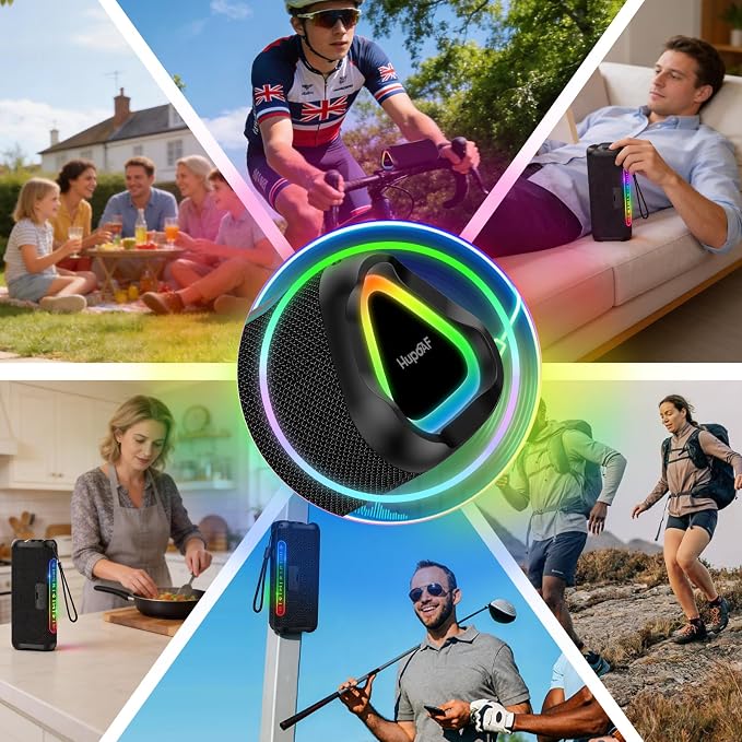 Magnetic Bluetooth Speaker for Golf Cart, 24H Playtime, IPX7 Waterproof, Wireless Outdoor Portable Speakers with Strong Magnet, Loud Stereo Sound for Golf, Bike, Camping, Party, Beach, Gifts for Men