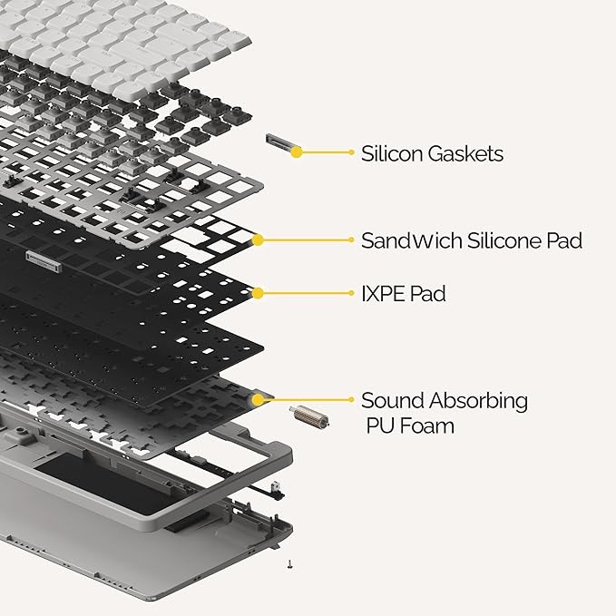 Flow Lite 84 Keys Low Profile Mechanical Keyboard, 75% Swappable Rechargeable Wireless Keyboard with 2.4G Receiver, Bluetooth and Wired Connection for Windows, Mac/ Specter Linear Switches (Marble)