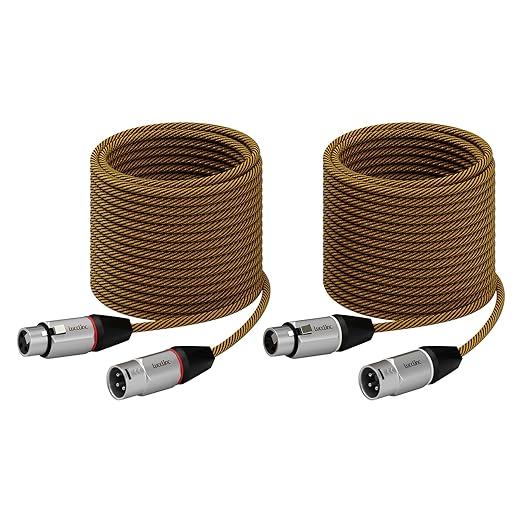 50ft XLR Cables 2 Pack, Balanced Microphone Cable Male to Female, Durable 3-Pin Cord for Recording Stage，Audio Cords