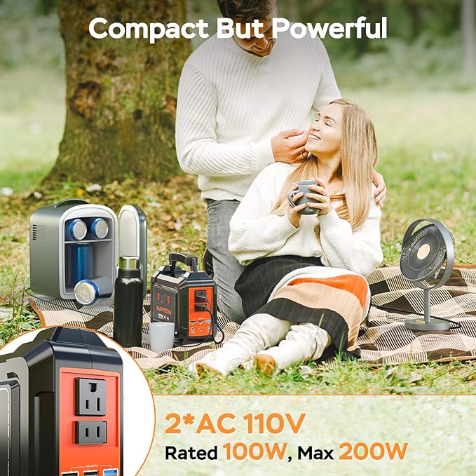 MARBERO Portable Power Station 100W Camping Solar Generator 167Wh Power Bank with AC Outlet 110V with Multi-Output LED Flashlights for CPAP Home Camping Hurricane Emergency