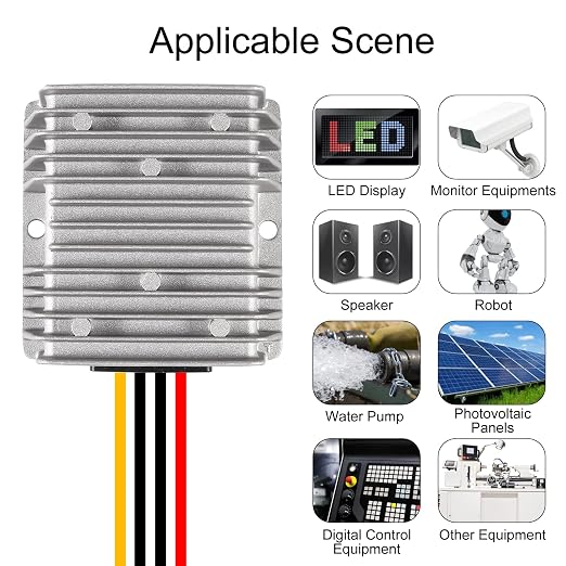 DC Voltage Reducer Converter DC 8V-40V to 12V 10A 120W Reducer Power Converter Waterproof Regulator Module Transformer for Golf Cart Club Car (8V-40V to 12V 10A Converter)