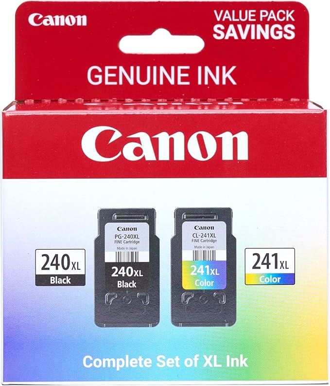 Canon Genuine Ink PG-240 XL/CL-241 XL Value Pack (2 Cartridges),Compatible with MG2120/3120/4120/2220/3220/4220/3520/3620,MX372/392/432/452/472/512/522/532,TS5120,(Pack of 12)
