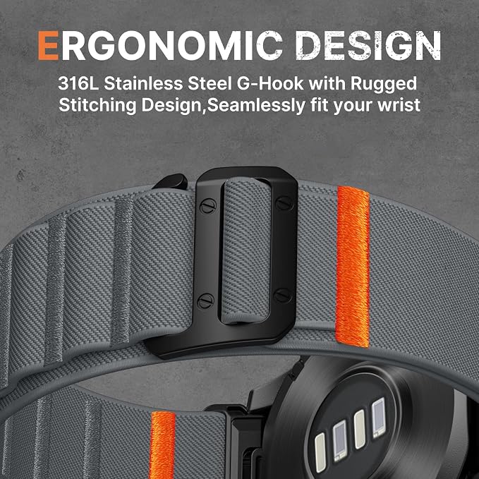 Bandletic Compatible with Garmin Fenix 8 51mm 7X 6X 5X Watch Band - 26mm Quick Fit Rugged Nylon Strap for Fenix 7X 6X Pro/5X Plus/3/3 HR/Instinct 2X Solar 3 50mm /Enduro/Quatix 7X/Tactix 8/Epix Pro 2