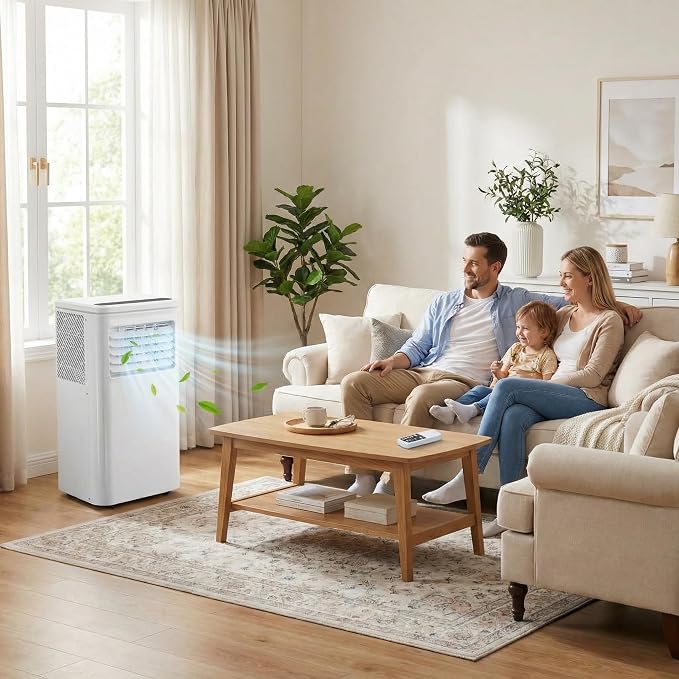 10000 BTU AC Unit, 3-in-1 Portable Air Conditioner with Cooling, Dehumidifier & Fan for Rooms up to 350 sq.ft, Sleep Mode, Remote Control&Timer, Window Kit