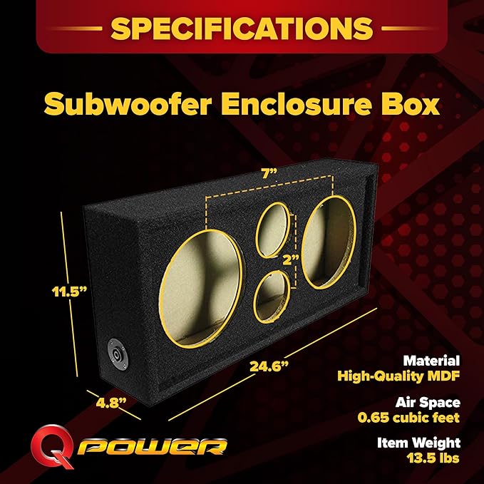 Q Power CH102S QChero Car Audio Subwoofer Enclosure Box for 8 Inch Mids and 3 Inch Tweeters (2 Pack)