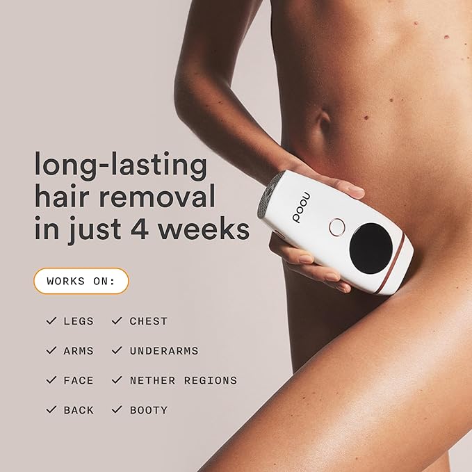 Nood™ NEW Flasher 2.0 + Shaving Starter Kit — IPL Laser Hair Removal Device for Women & Men with Refillable 5-Blade Razors — Pain-Free, Works Wherever Hair Grows — Gloss White