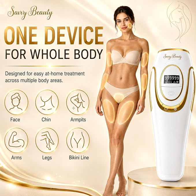 IPL Hair Removal Device for At Home Use - Permanent Hair Reduction for Women and Men with Dynamic Cooling Function and Xenon Arc Flashlamp