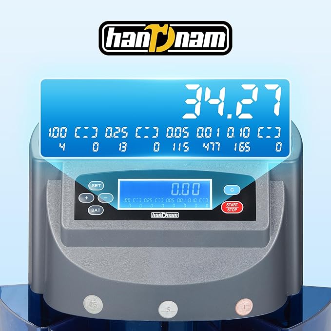 Coin Counter Machine, Electric Coin Sorter Sort 270 Coins/Minute, USD Change Counter Machine,500 Coins Capacity Automatic Coin Sorter and Wrapper Machine, Coin Counting Roller Machine with LCD Display