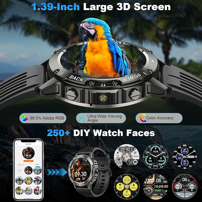 Smart Watch for Men Fitness Tracker: Waterproof Make Answer Call Running Digital Mens Watches Military Smartwatch Android Phone iPhone Samsung Compatible SpO2 Sleep Heart Rate Monitor Step Pedometer