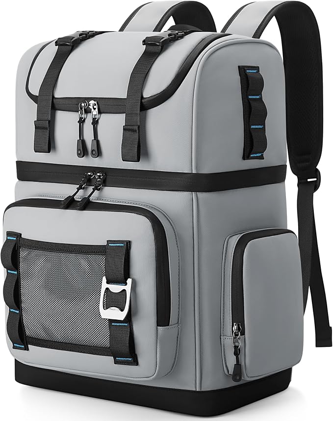 Large Waterproof Insulated Cooler Backpack for Men & Women, Double Decker Leak Proof Cooler Backpack for Beach, Camping, Picnic, Travel, 26L, 44Cans