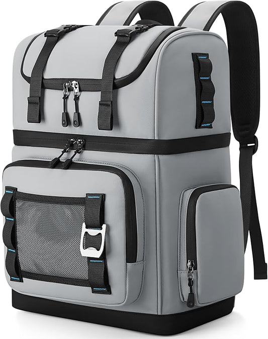 Large Waterproof Insulated Cooler Backpack for Men & Women, Double Decker Leak Proof Cooler Backpack for Beach, Camping, Picnic, Travel, 26L, 44Cans