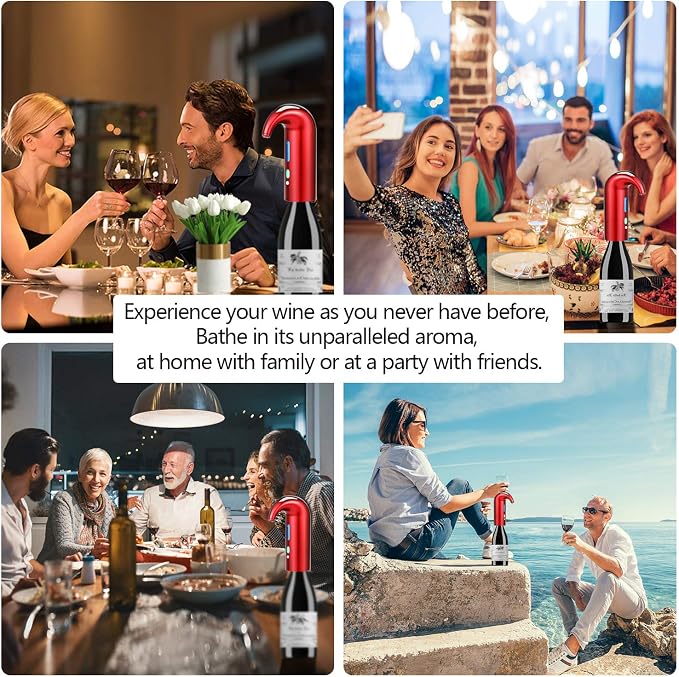 Fathers Day Wine Aerator Electric Wine Decanter – Easy One Touch Red & White Wine Accessories, Ideal for Beginners and Enthusiasts, Spout Pourer, Wine Preserver – Best Mothers Day Gift for Mom