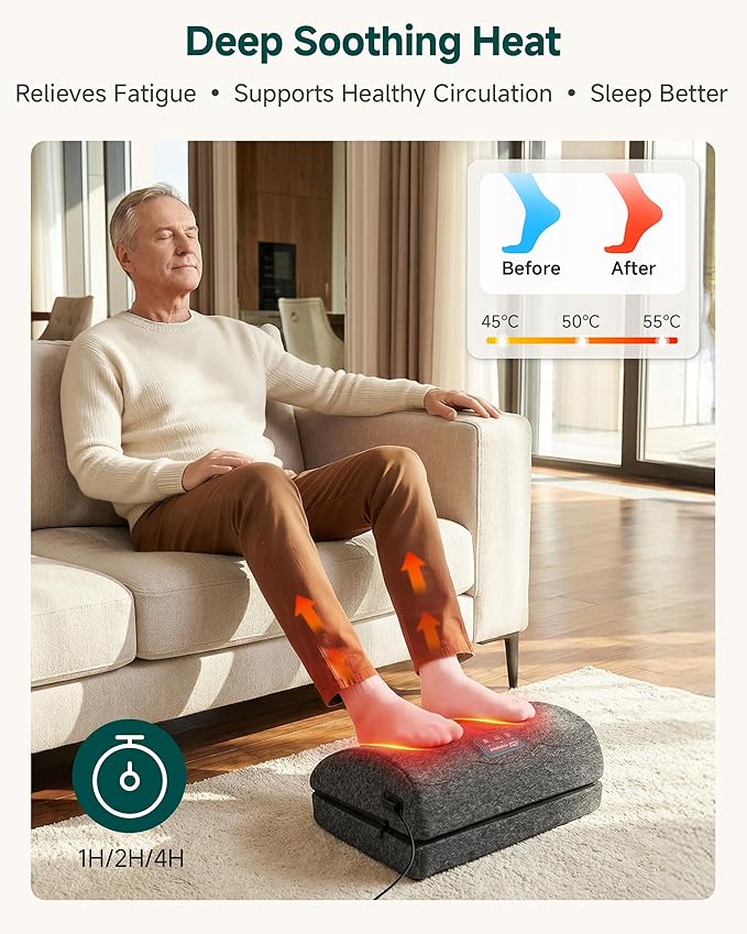 Snailax Footrest Massager with Adjustable Vibrating Heat, Ergonomic Footrest for Desk & Office, Foot Massager for Relaxation, Product for Office Workers, Fathers Day Gift for Dad