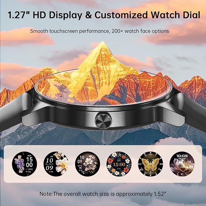 Smart Watches for Men Women(Answer/Make Calls), 1.27" HD Screen Fitness Tracker with Heart Rate/Sleep Monitor, 130+ Sport Modes IP68 Waterproof Activity Tracking, Smart watch for Android iPhone, Black