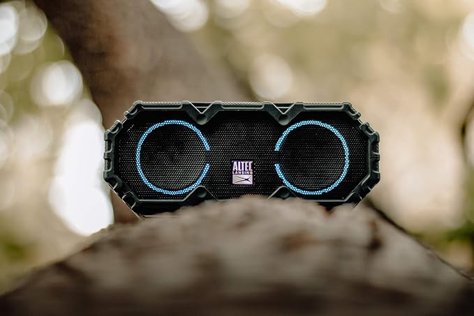 Altec Lansing LifeJacket Jolt - Waterproof Bluetooth Speaker, Durable & Portable Speaker with Qi Wireless Charging and Voice Assistant, Black w/Lights