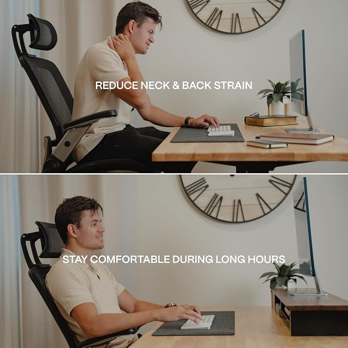 COREMINDED Solid Wood Dual Monitor Stand Riser – 42" Walnut Desk Shelf for 2 Monitors with Tray & Wool Felt, Organizer for Desktop, Laptop and Office (Walnut)