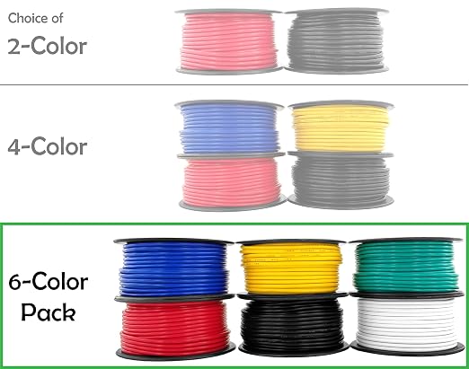 GS Power 600ft CCA 12 Gauge Wire Automotive, 6 Colors 100ft per Roll, 12 AWG 12v, Flexible Speaker Electrical Wire Low Voltage Primary for Car Stereo Audio Trailer Harness Hookup Wiring DIY
