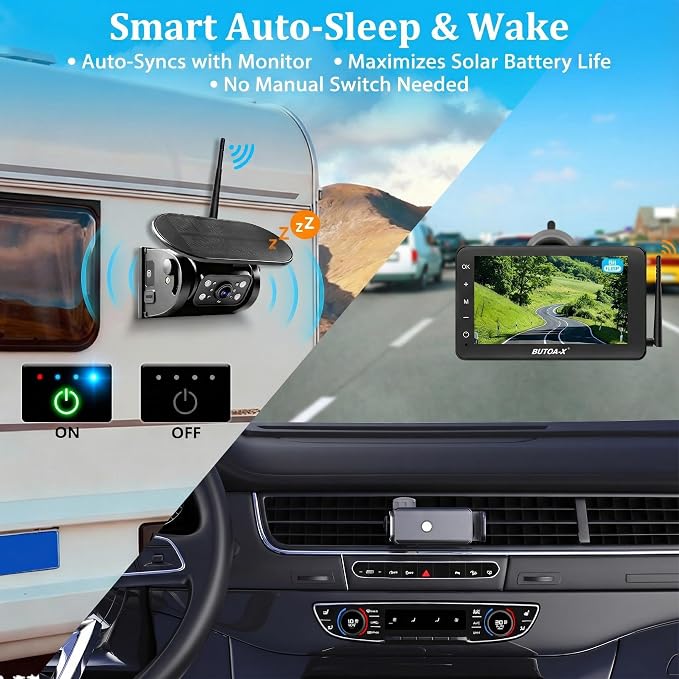 X7 2 Wireless Solar Magnetic Backup Camera for RV Truck - 15000mAh Battery Magnetic Hitch Camera 7” Monitor 320FT Range - 5th Wheel Hitch Gooseneck Travel Boat Horse Trailer Truck